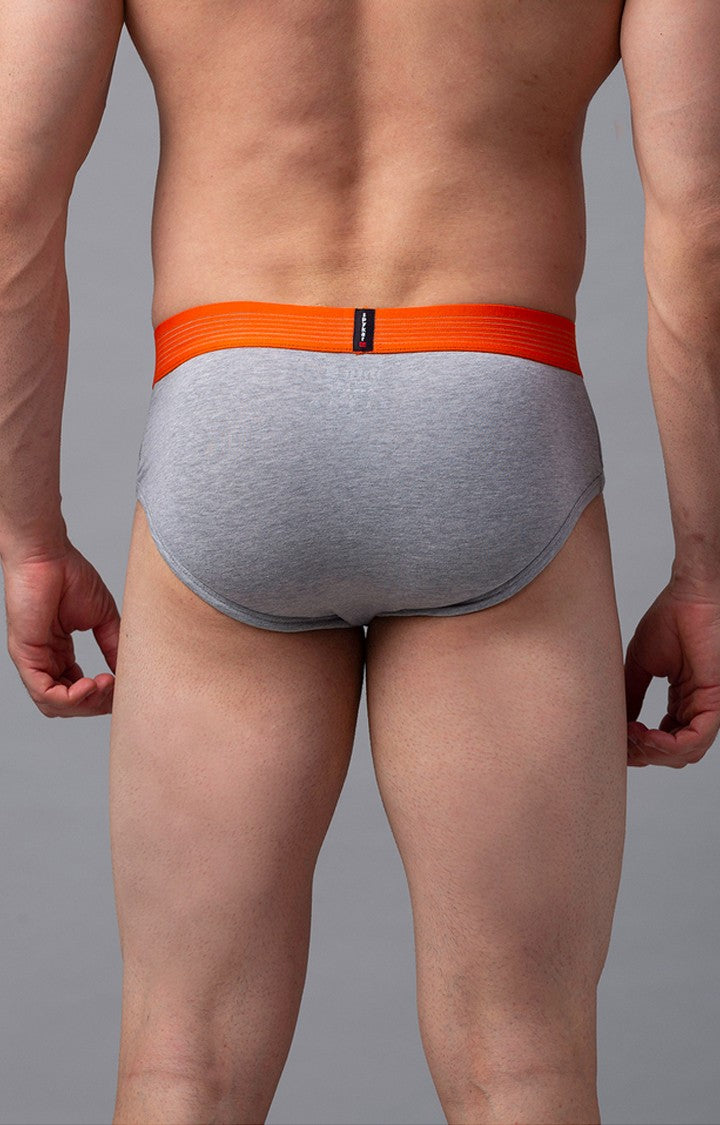 Underjeans By Spykar Grey Solid Briefs For Men