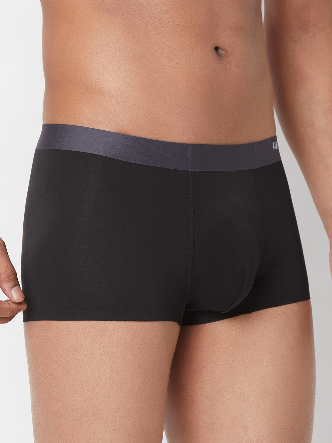 Men Black Solid Super Premium Bonded Elastic Trunk - UnderJeans by Spykar