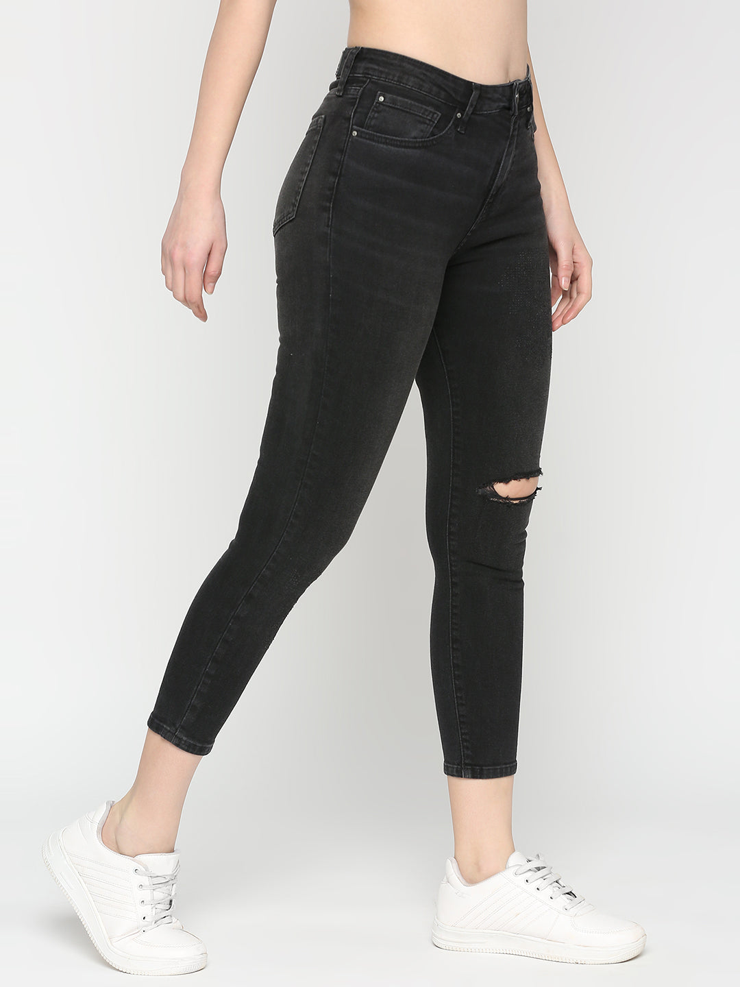 Spykar Women Black Spandex Super Skinny Fit Ankle Length Jeans (Alexa)