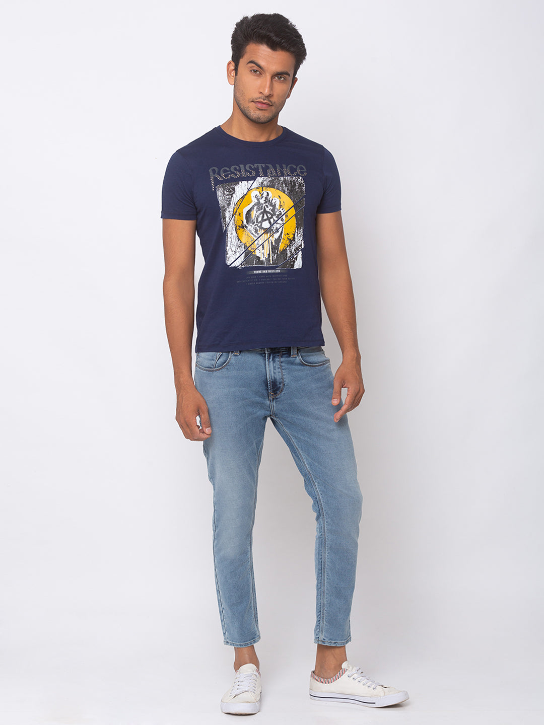 Spykar Men Blue Cotton Slim Fit Tapered Length Jeans (Kano)