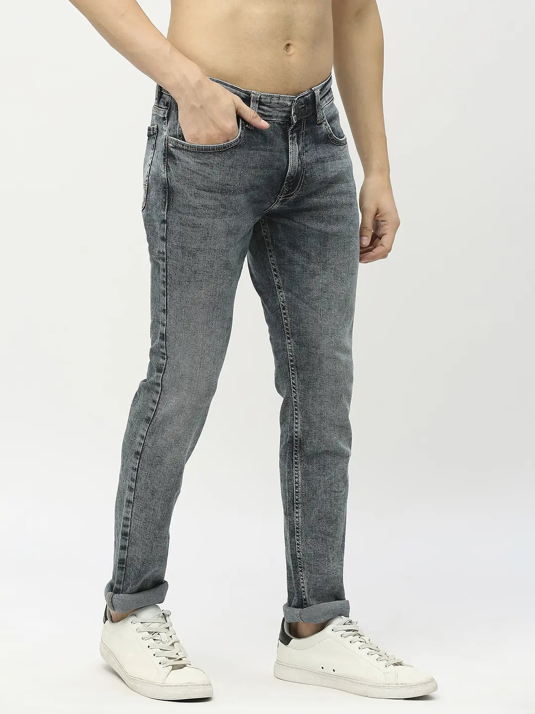 Buy Spykar Men Bluish Grey Slim Fit Narrow Length Low Rise Jeans Skinny Online