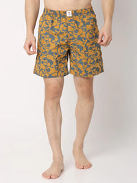 Underjeans By Spykar Men Premium Yellow Cotton Blend Regular Fit Boxer Shorts