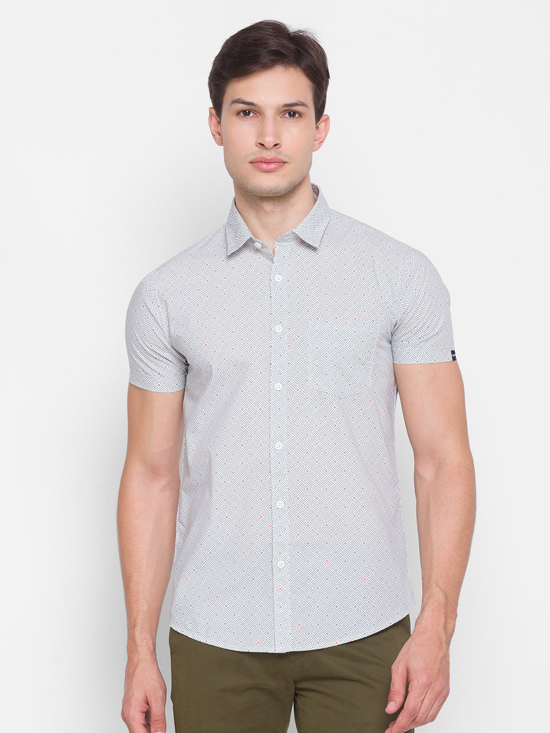 Spykar Slim Fit Grey Cotton Men Shirt