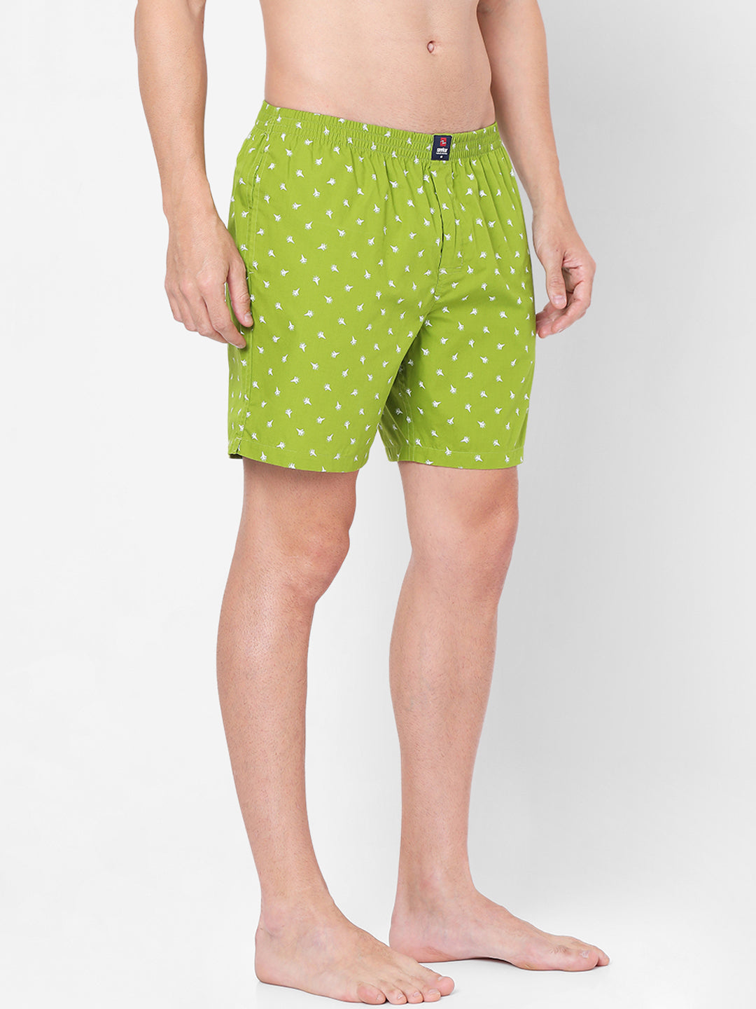 Men Premium Light Green Cotton Boxers- Underjeans By Spykar