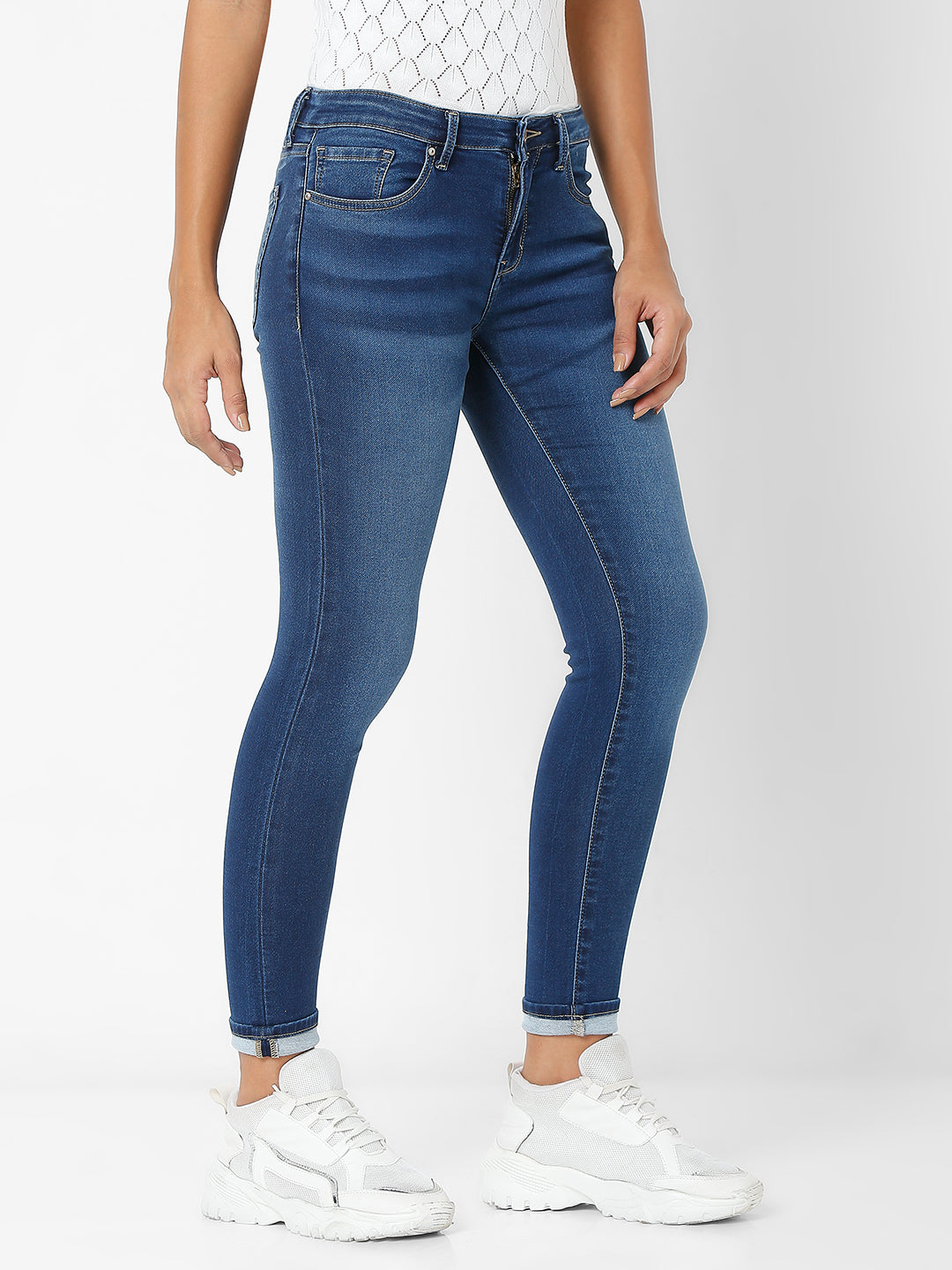 Spykar Women Blue Cotton Super Skinny Fit Regular Length Jeans (Alicia)