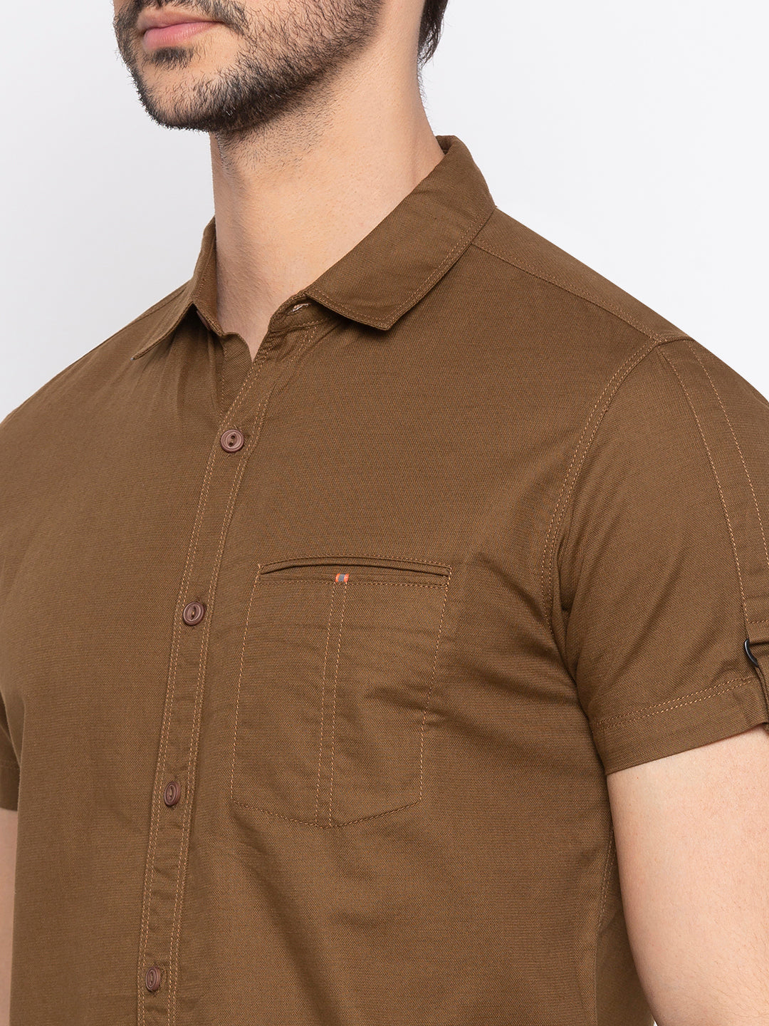 Spykar Men Brown Solid Casual Shirt