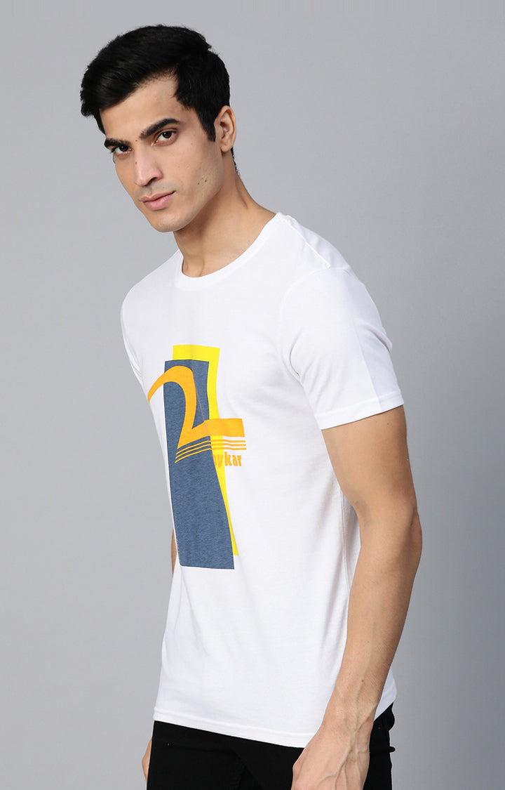 Underjeans By Spykar Men White Printed Round Neck T-Shirt