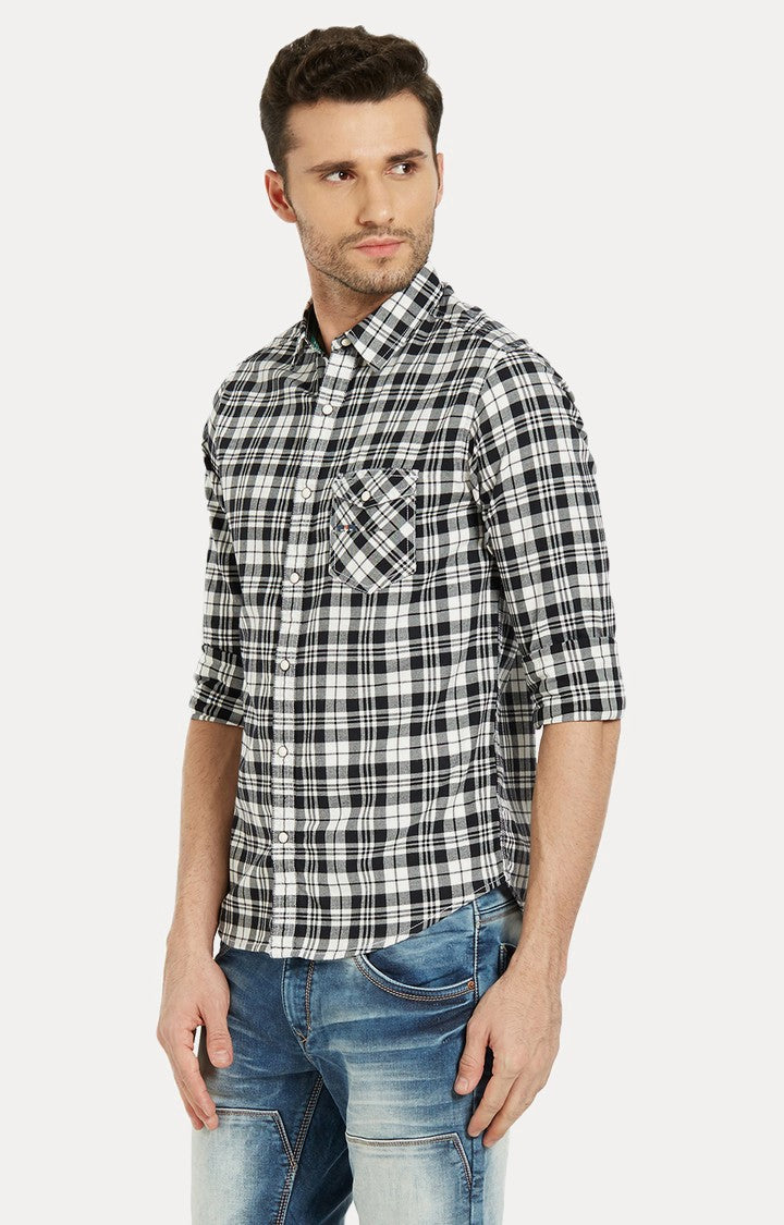 Spykar Men'S Black Cotton Checked Casual Shirts