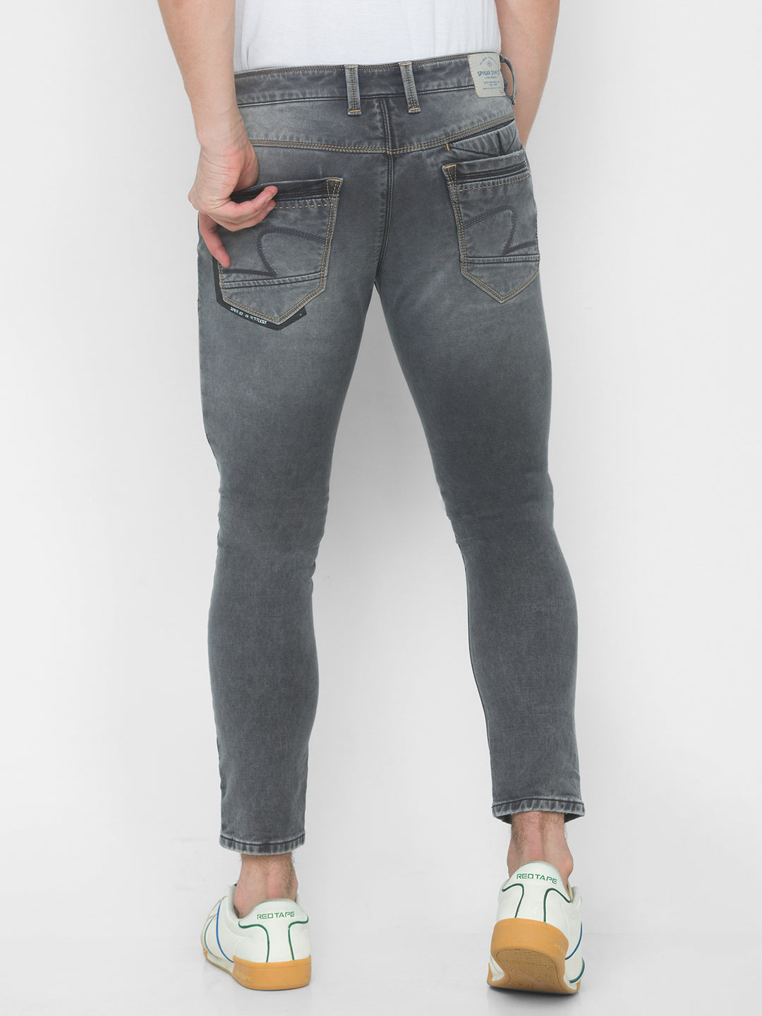 Spykar Men Grey Solid Slim Mid-Rise Jeans (Kano)