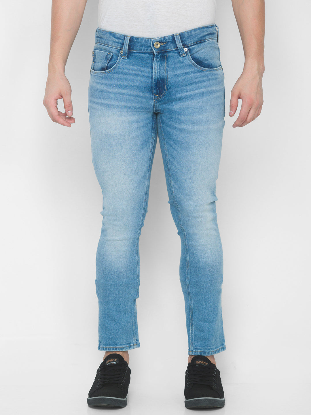 Spykar Men Lt Blue Solid Skinny Low-Rise Jeans (Skinny)