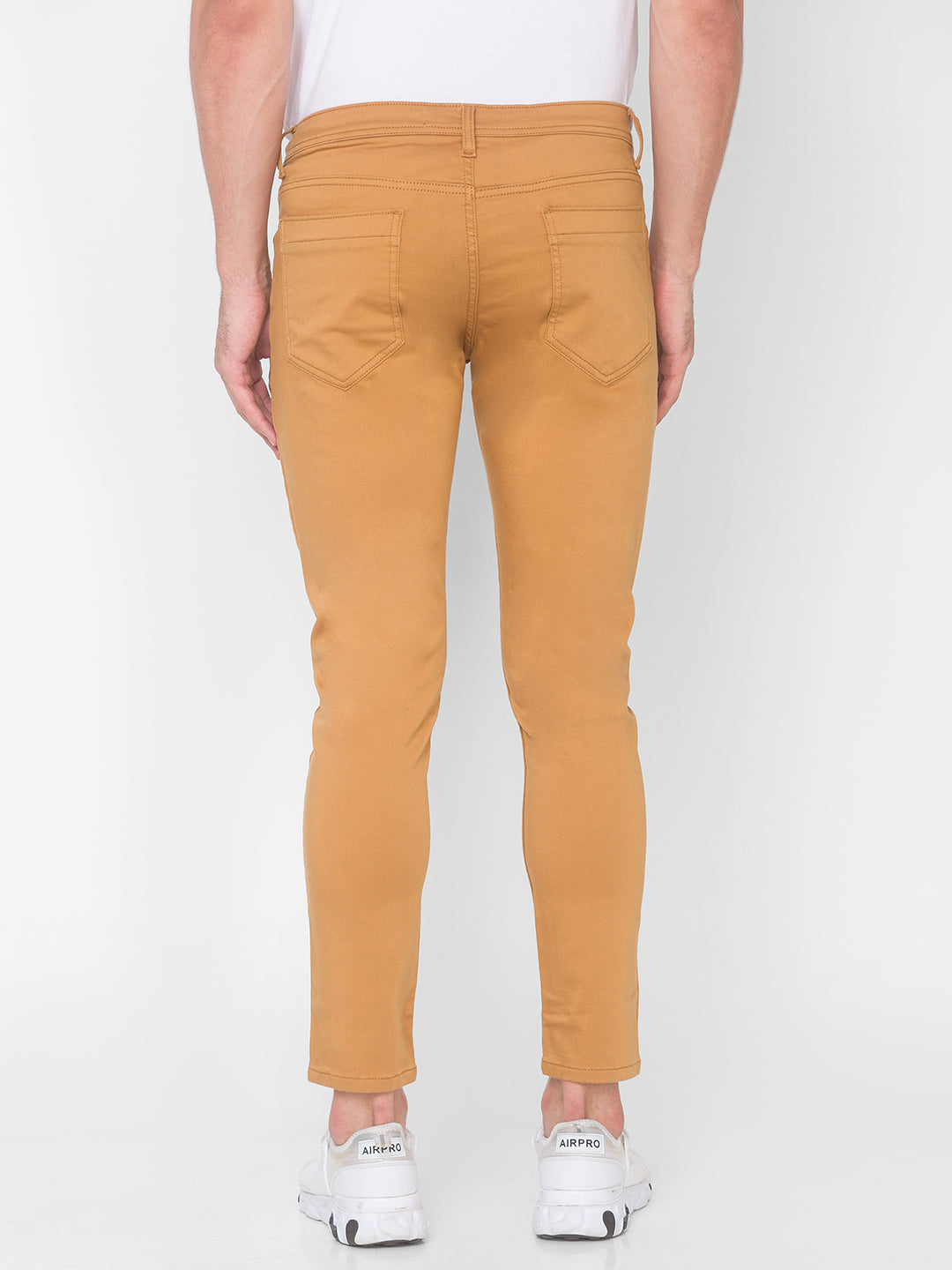 Spykar Men Yellow Cotton Slim Fit Casual Trouser