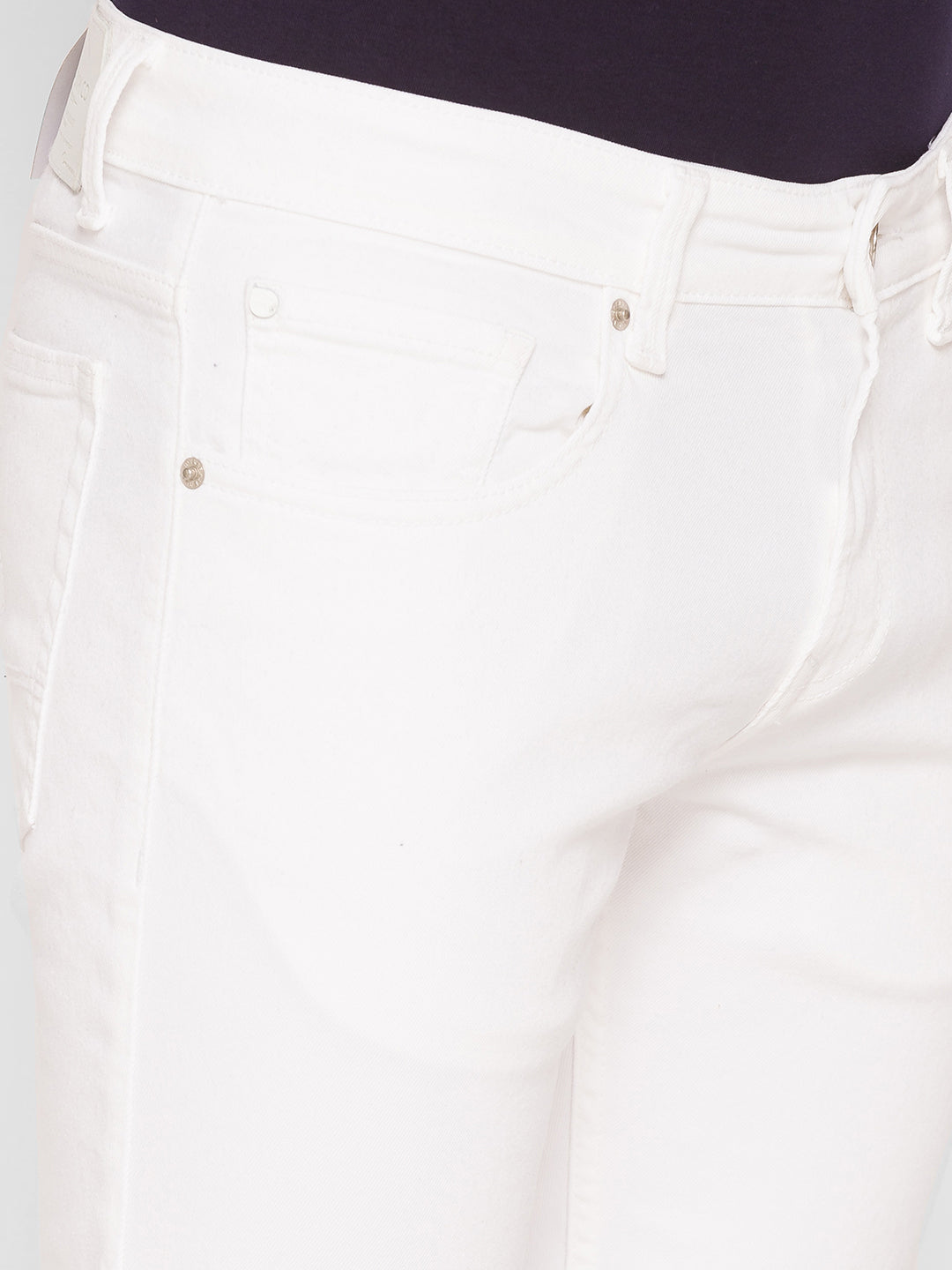 Spykar White Cotton Men Jeans (Skinny)