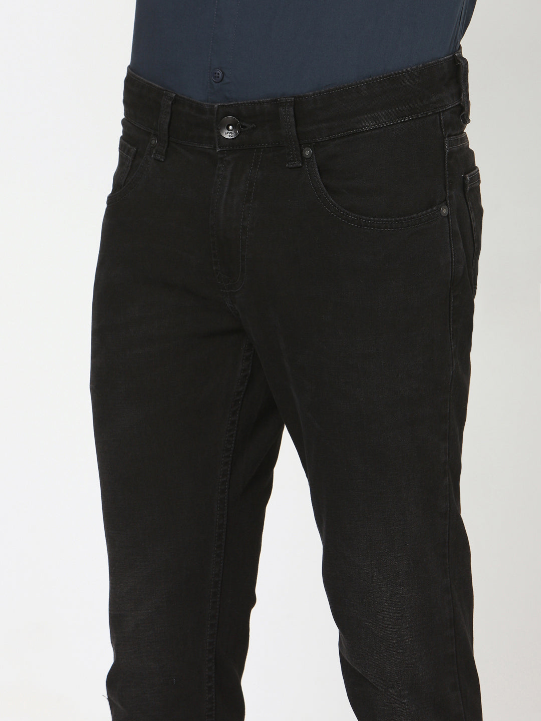 Spykar Men Black Cotton Slim Fit Narrow Length Jeans (Skinny)