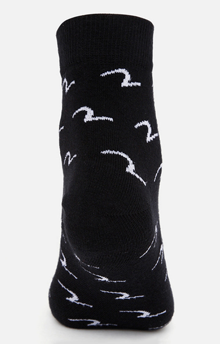 Spykar Black & White Printed Ankle Length Socks