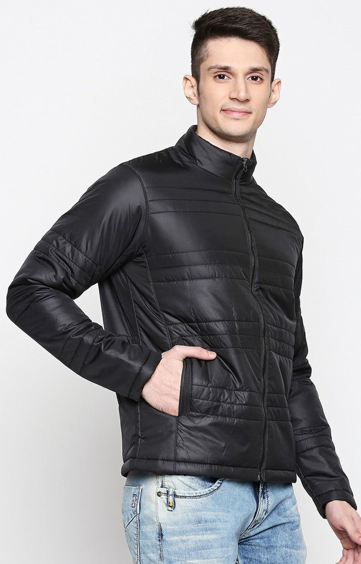 Spykar Black Polyester Regular Fit Jacket For Men