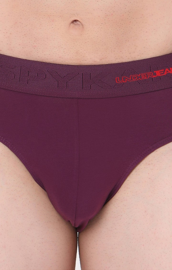Underjeans By Spykar Purple Solid Briefs For Men