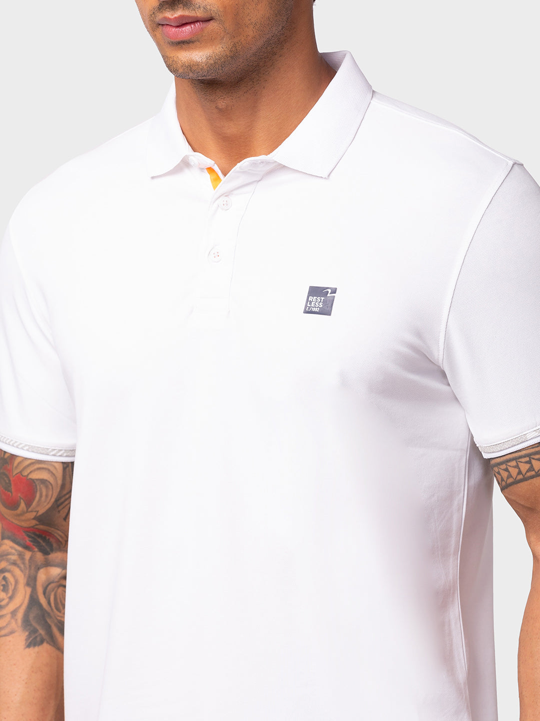 Spykar Men White Cotton Regular Fit Half Sleeve Plain Polo T-Shirt