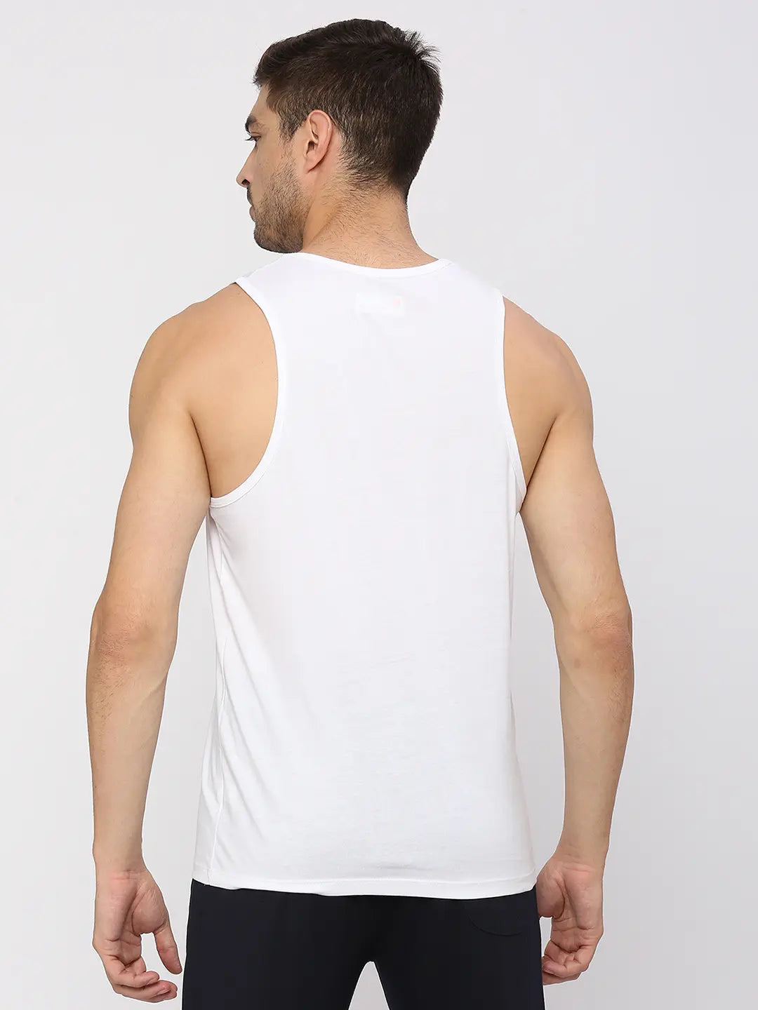 Men Premium Fashion White Muscle Vest- Underjeans by Spykar