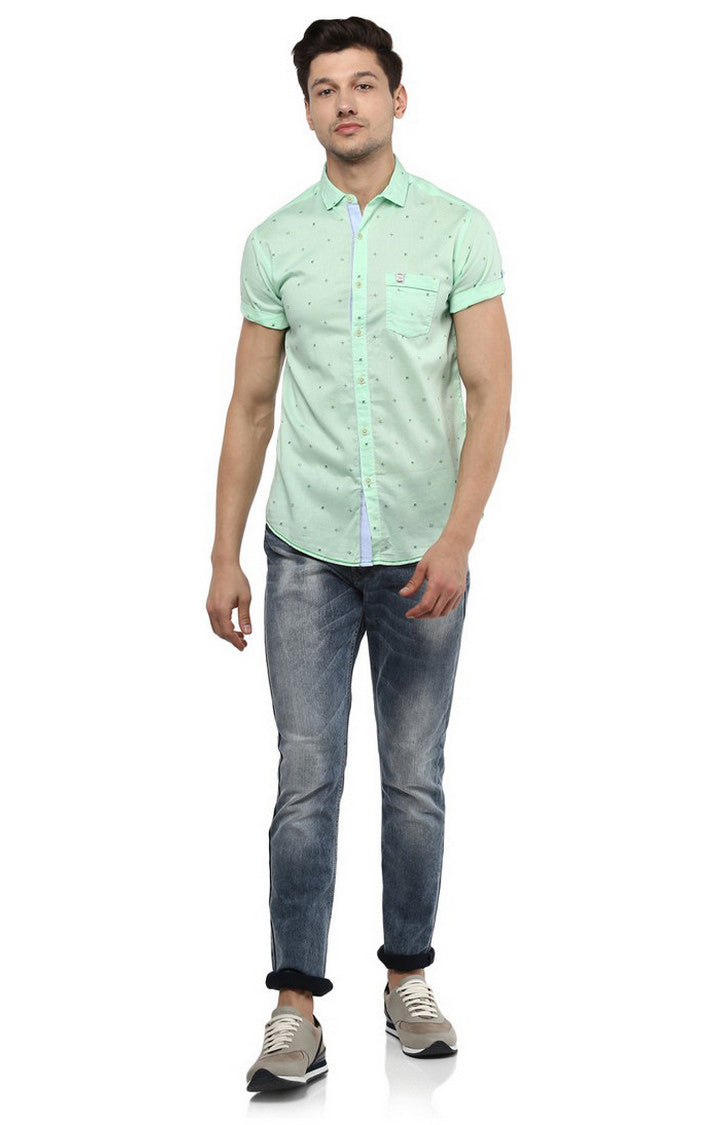 Spykar Men'S Green Cotton Printed Casual Shirts