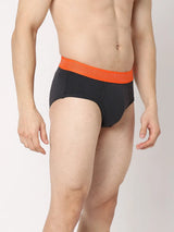 Underjeans By Spykar Men Premium Dark Grey & Olive Cotton Blend Regular Fit Brief - Pack Of 2