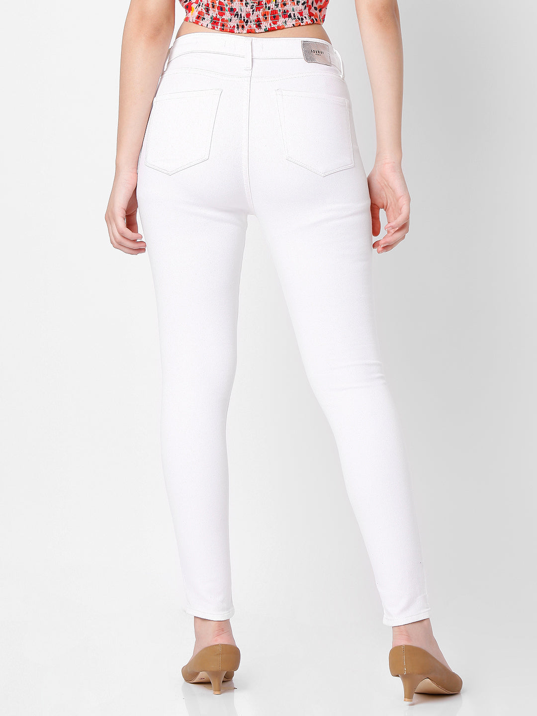 Spykar Women White Cotton Super Skinny Fit Ankle Length Jeans (Alexa)