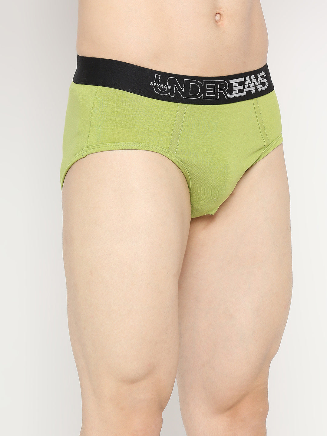 Underjeans By Spykar Men Premium Bright Green Cotton Blend Brief