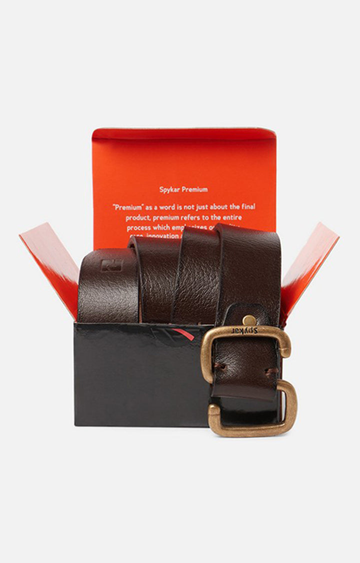 Spykar Men Maroon Genuine Leather Belt