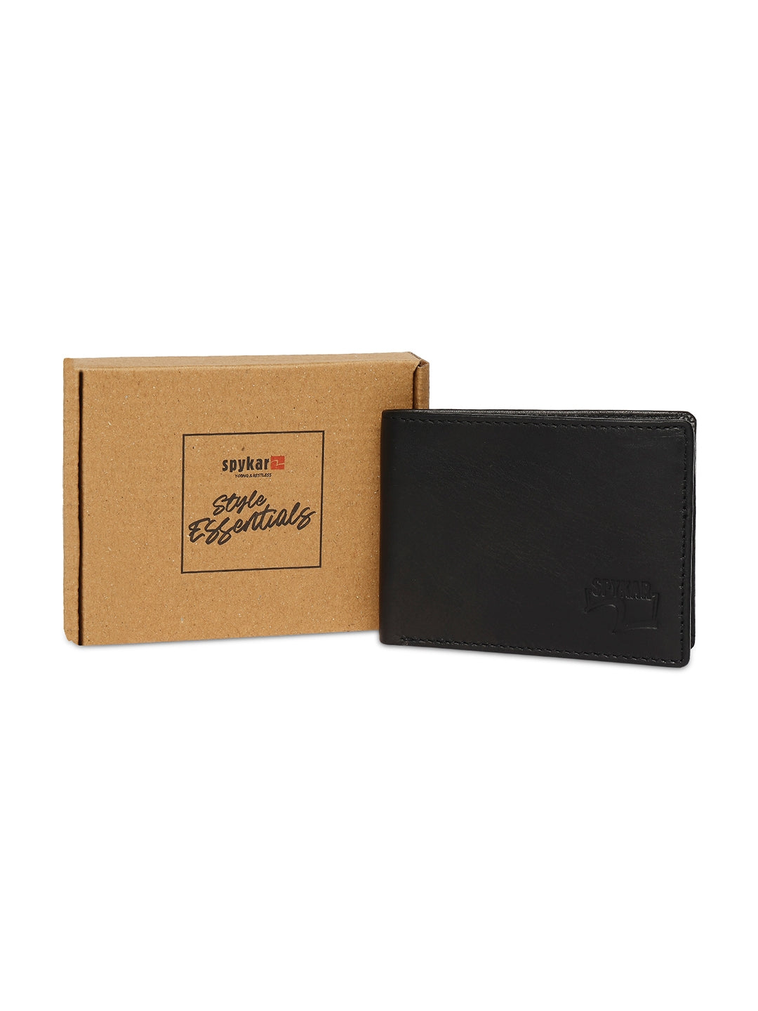 Spykar Men Black Leather Bi-Fold Wallet