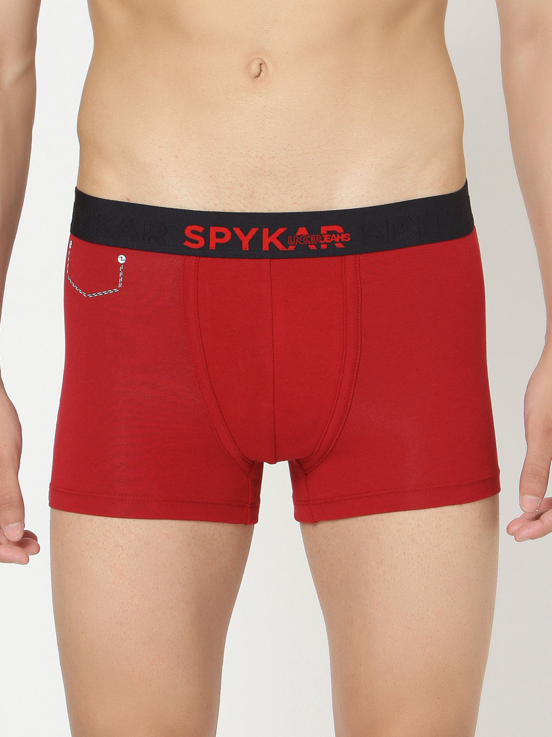 Men Premium Maroon Cotton Blend Trunk- Underjeans By Spykar