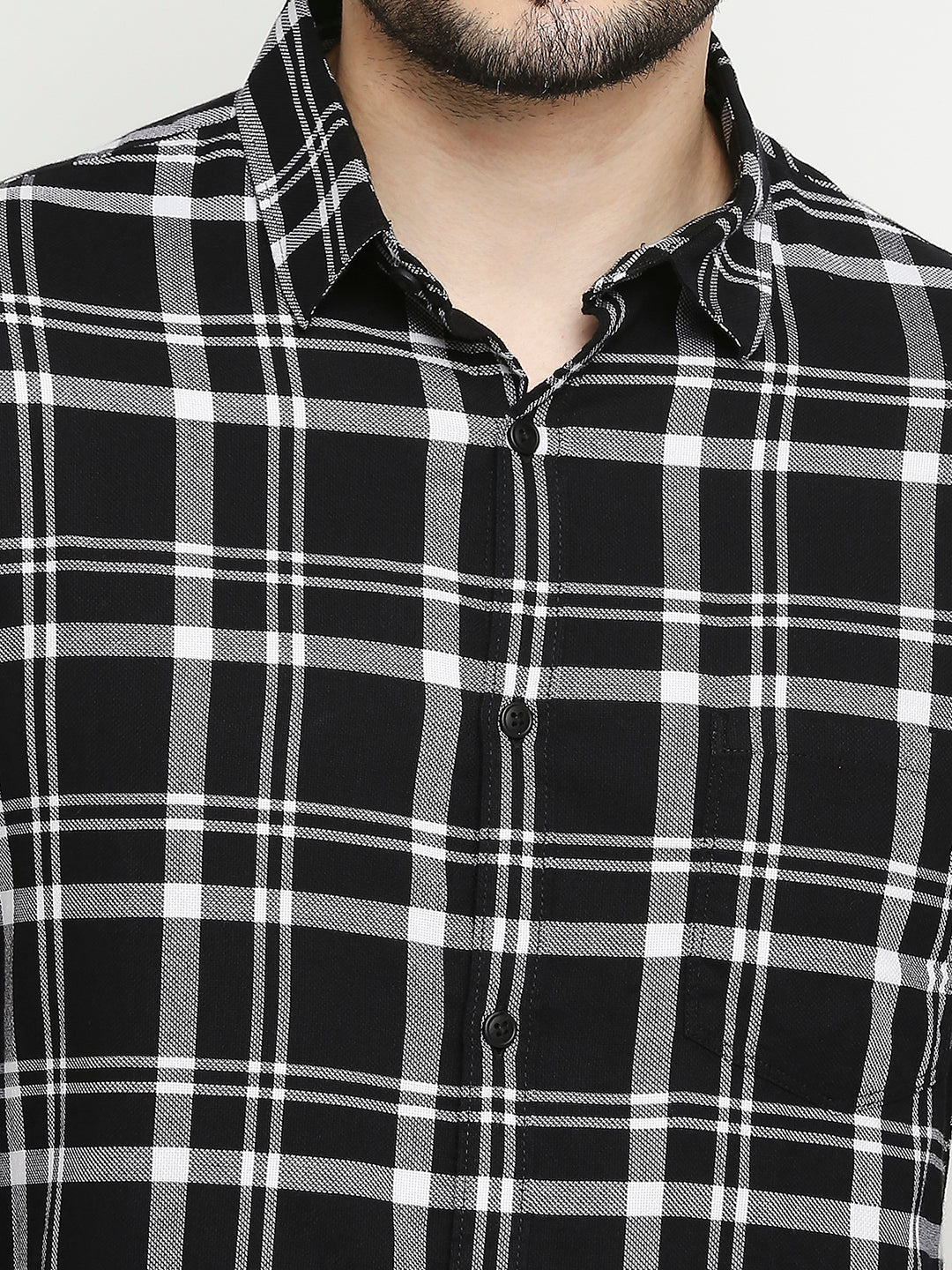 Spykar Black Cotton Full Sleeve Checkered Shirt For Men