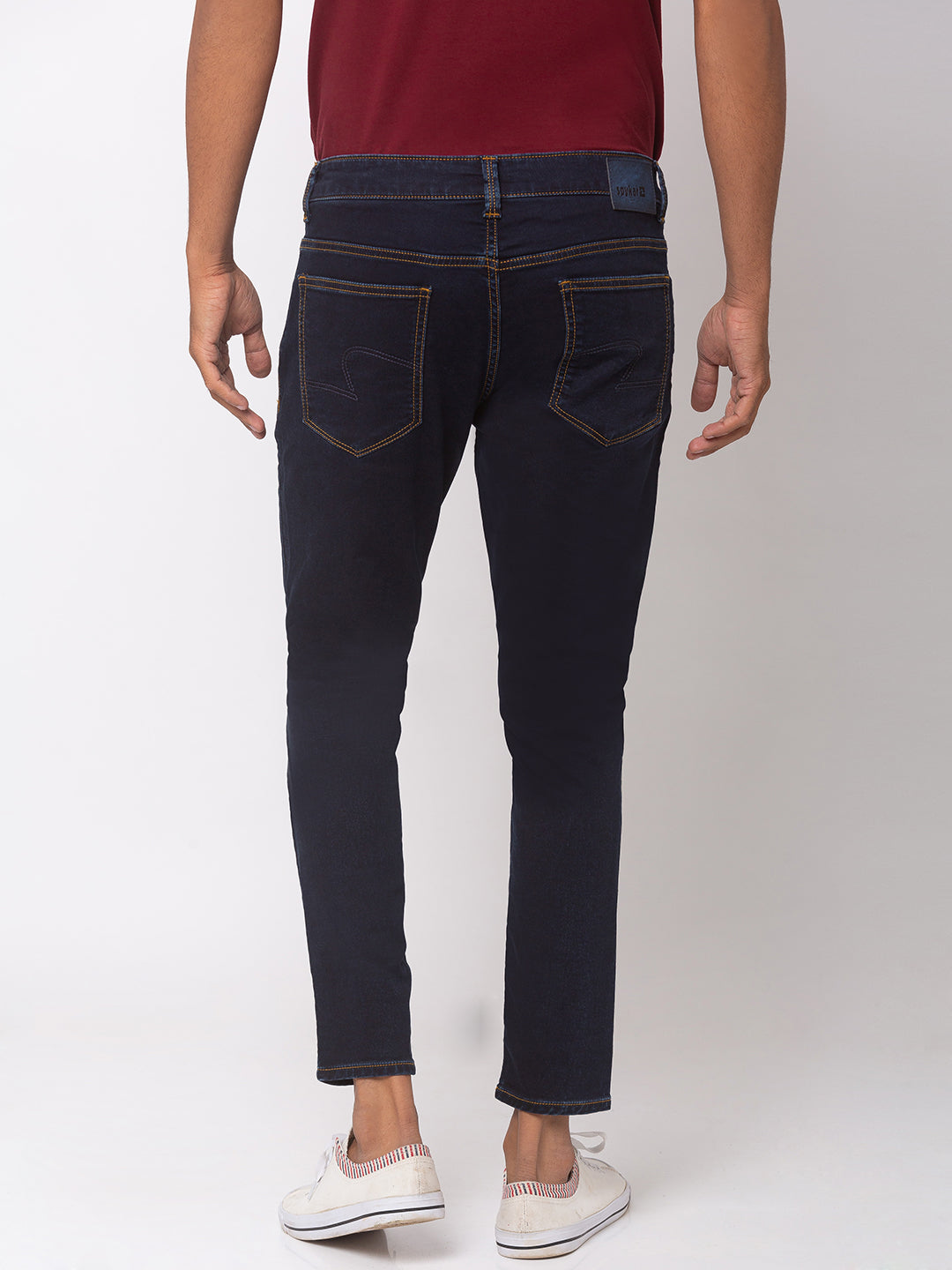 Spykar Men Raw Blue Cotton Tapered Fit Jeans