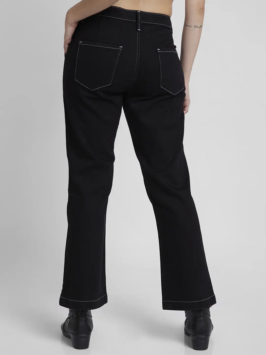Spykar Women Black Lycra Bootcut Fit Ankle Length Clean Look Jeans -(Elissa)