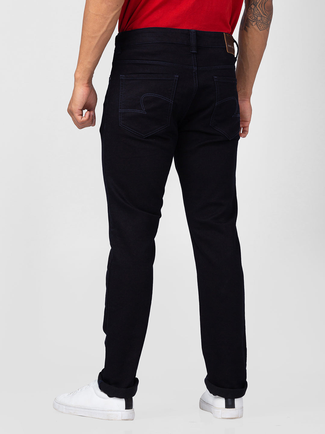 Spykar Men Navy Blue Cotton Regular Fit Narrow Length Jeans (Rover)