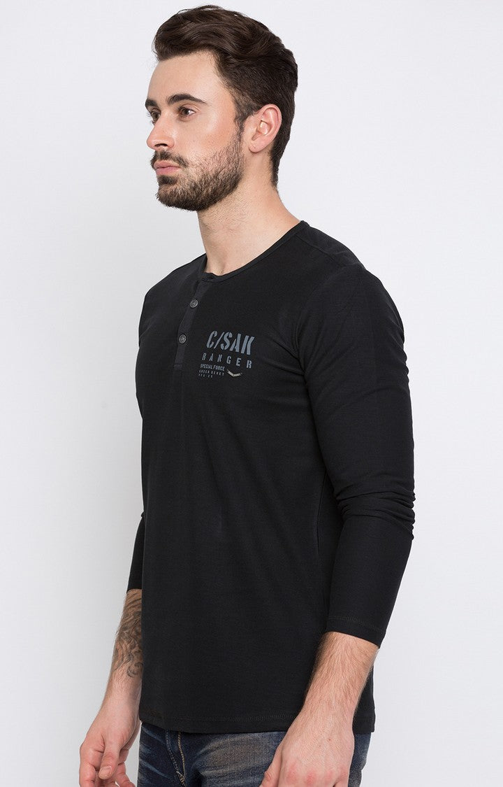 Spykar Black Solid Slim Fit Men T-Shirts