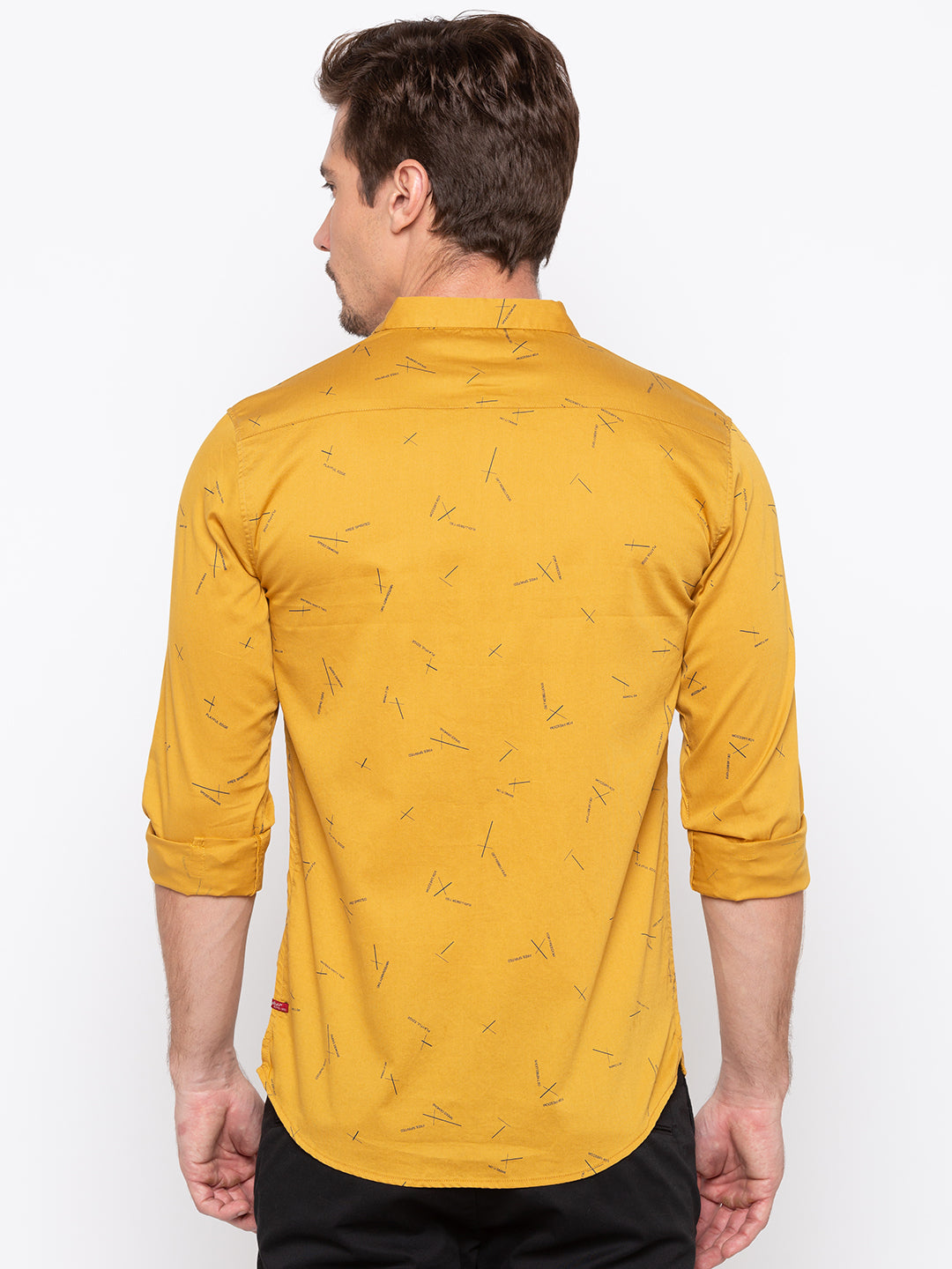 Spykar Yellow Cotton Slim Fit Shirts For Men