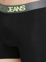 Men Premium Dull Purple & Black Cotton Blend Trunk - Pack Of 2- Underjeans By Spykar