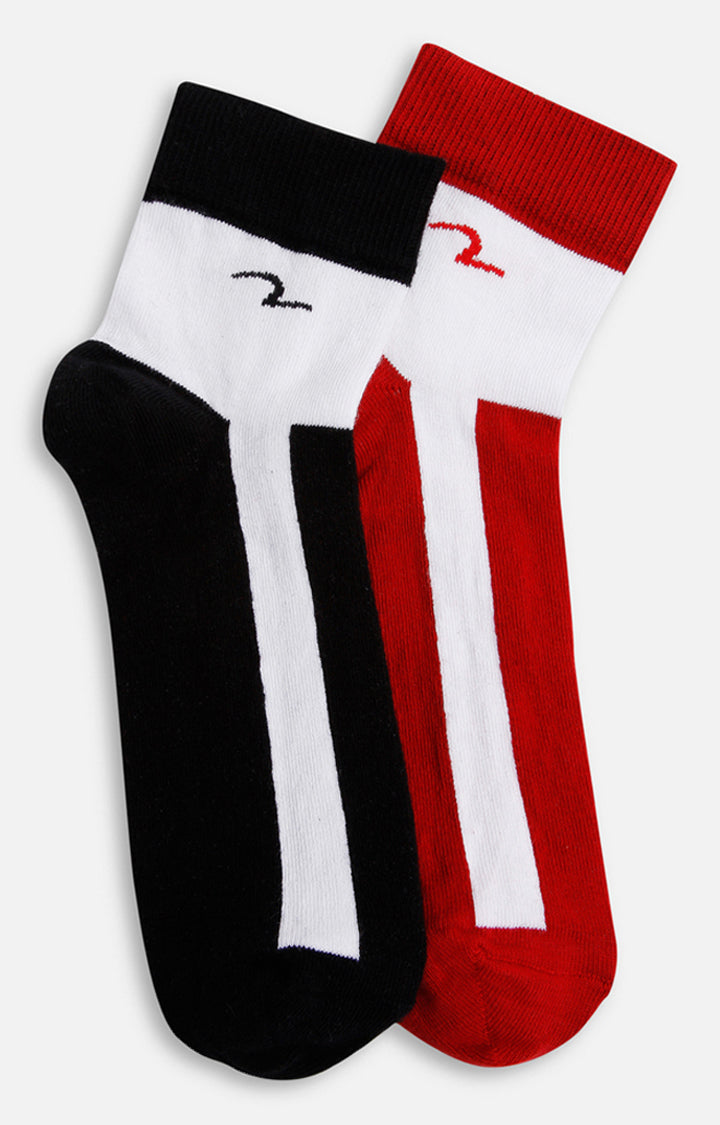 Spykar Black & Red Solid Ankle Length Socks