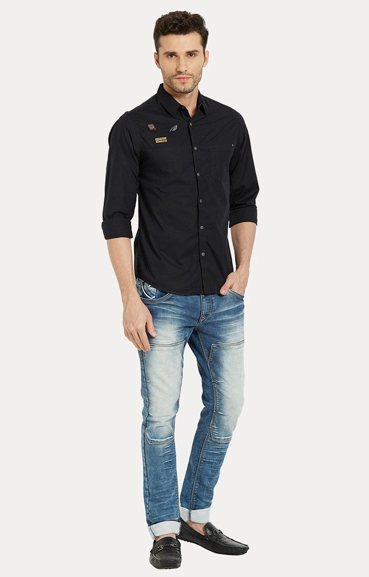 Spykar Men'S Black Cotton Solid Casual Shirts