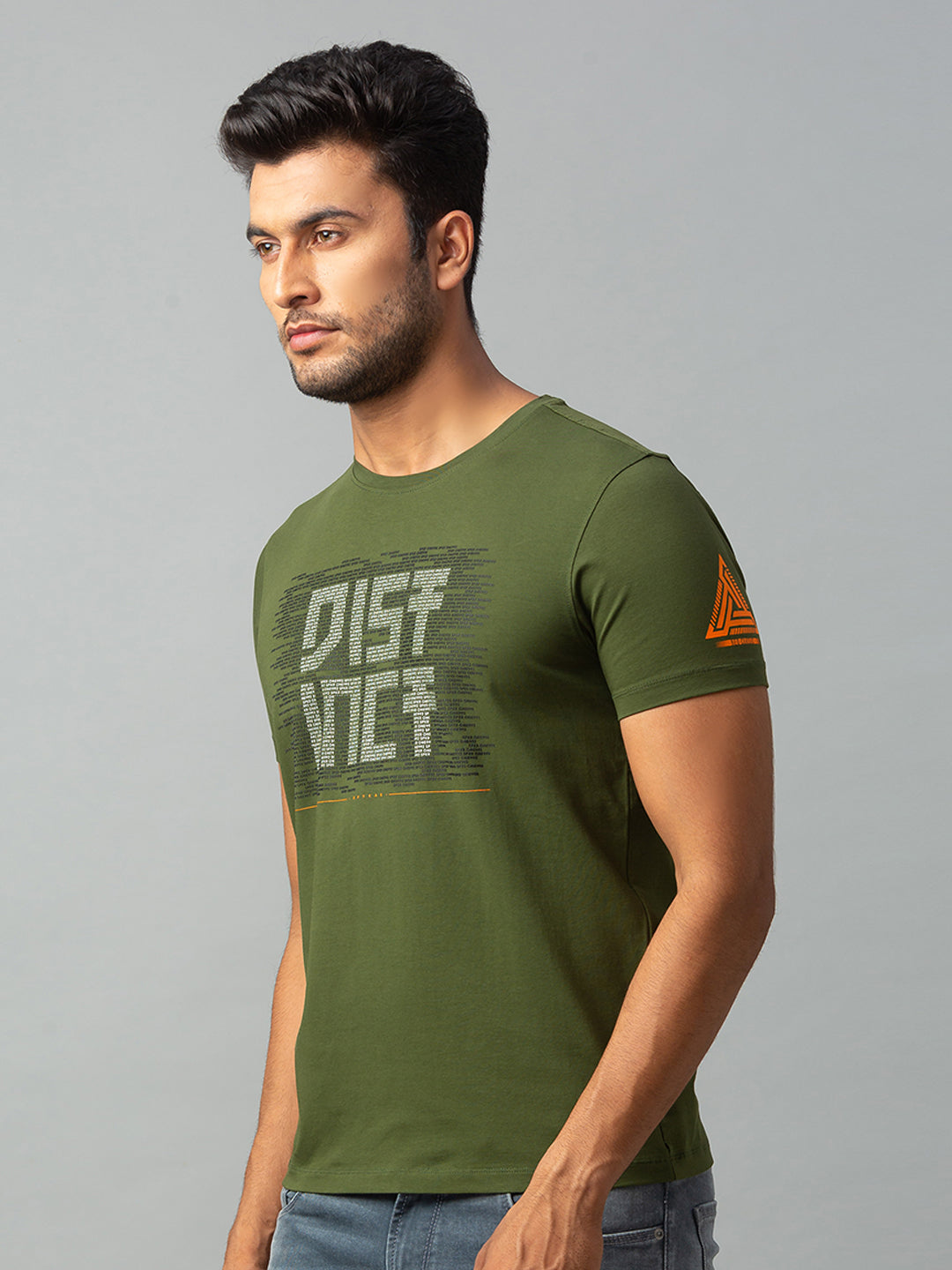 Spykar Men Green Cotton Slim Fit T-Shirt (Slim)