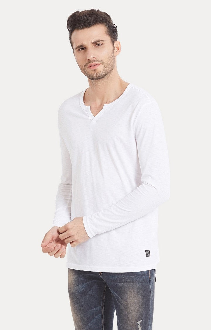 Spykar White Solid Slim Fit Men T-Shirts