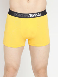 Men Premium Yellow & Black Cotton Blend Trunk - Pack Of 2- Underjeans By Spykar