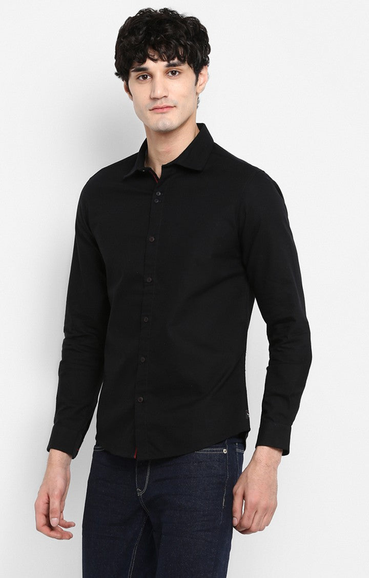 Spykar Men'S Black Cotton Solid Casual Shirts