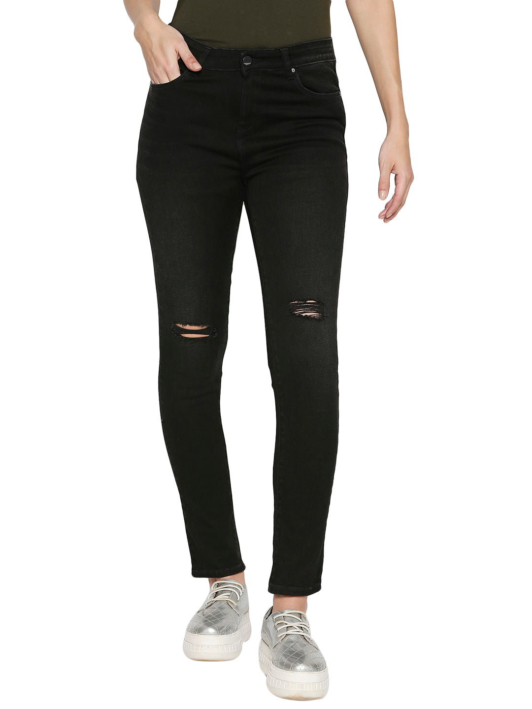 Spykar Cotton Black Slim Fit Jeans For Women (Adora)