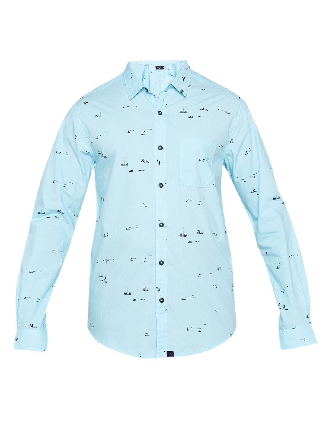 Spykar Men Aqua Printed Slim Fit Casual Shirt