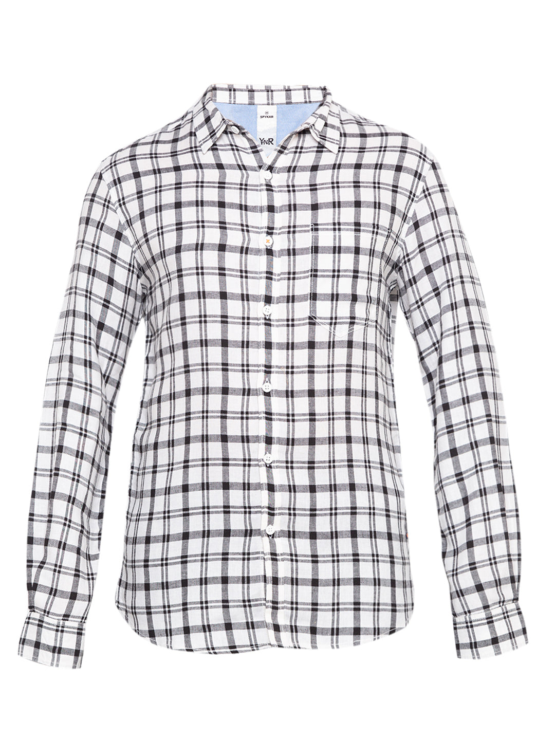 Spykar Men White Checked Slim Fit Casual Shirt