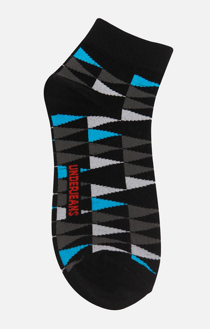 Men Premium Black Ankle Length (Non Terry) Single Pair Of Socks- Underjeans By Spykar