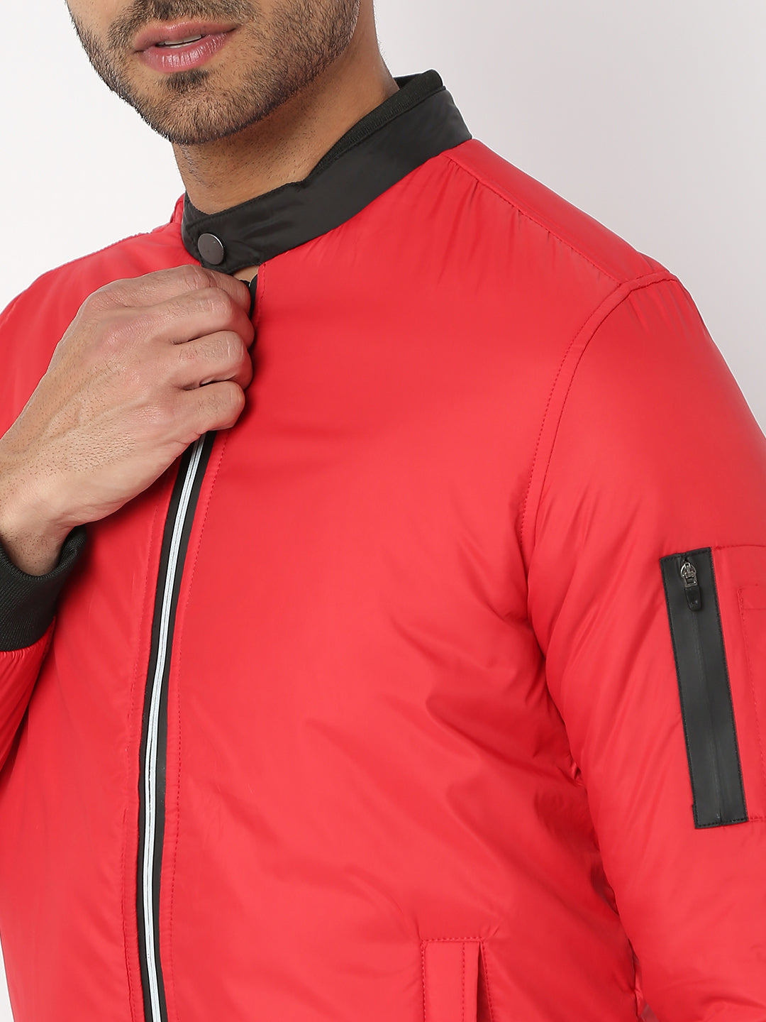 Spykar Men Red Nylon Regular Fit Jacket