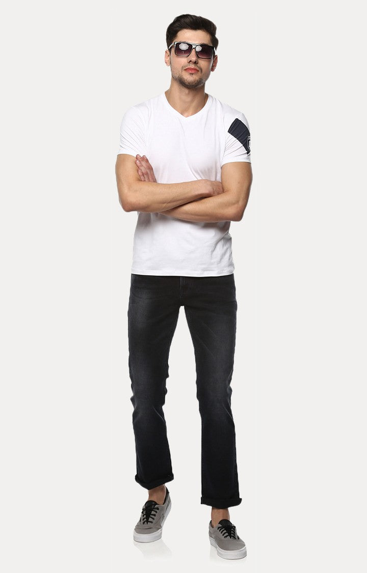 Spykar White Solid Slim Fit Men T-Shirts