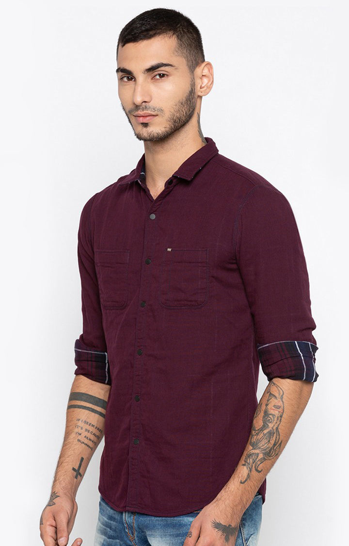 Spykar Men'S Red Cotton Checked Casual Shirts