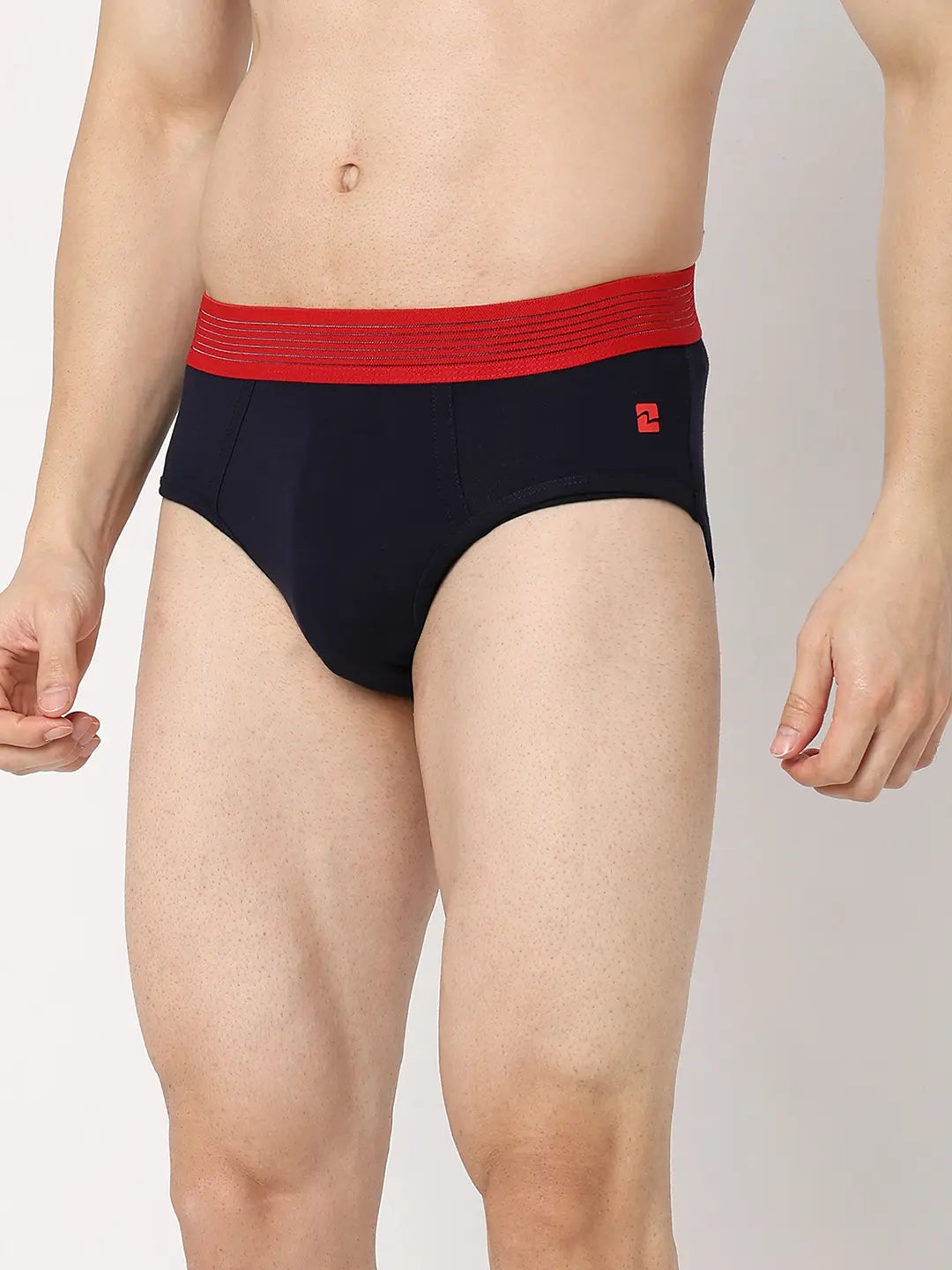 Underjeans By Spykar Men Premium Navy & Black Cotton Blend Regular Fit Brief - Pack Of 2